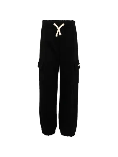 Palm Angels Kids' Drawstring-waist Cargo Track Pants In Black