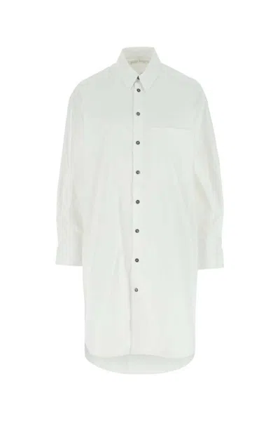 Palm Angels Woman White Poplin Shirt Dress