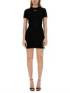 Palm Angels Monogram Ribbed Dress With Frayed Edges