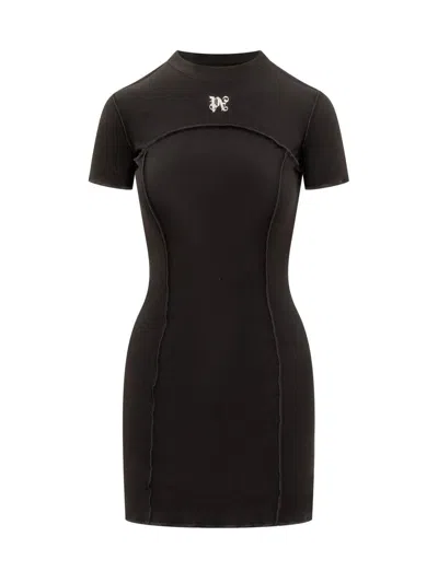 Palm Angels Dress With Monogram Pa In Black