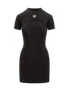 Palm Angels Monogram Ribbed Dress With Frayed Edges In Black