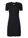 Palm Angels Monogram Ribbed Dress With Frayed Edges In Black