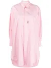 Palm Angels Mini Pink Shirt Dress With Contrasting Logo Print At The Back