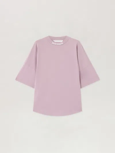 Palm Angels Dripping Curved Logo Over T-shirt In Pink