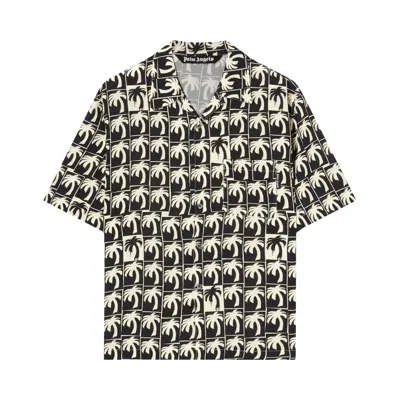 Pre-owned Palm Angels Dripping Palms Bowling Shirt 'black/off White' | Men's Size 50