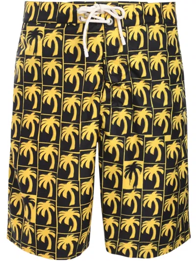 Palm Angels Dripping Palms Swim Shorts In Black