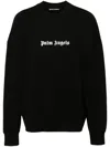 Palm Angels Black Cotton Crew Neck Sweatshirt With White Logo