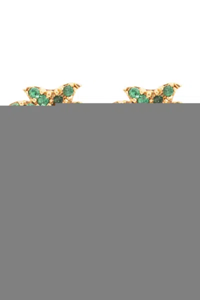 Palm Angels Earrings With Logo In Green/gold