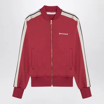 PALM ANGELS EARTH RED ZIP SWEATSHIRT WITH LOGO