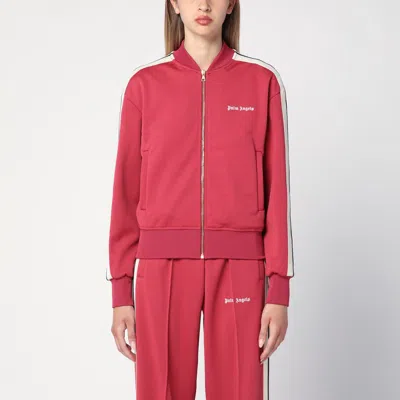 PALM ANGELS PALM ANGELS EARTH RED ZIP SWEATSHIRT WITH LOGO