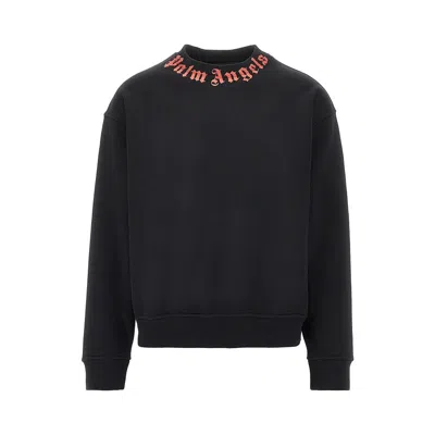 Palm Angels Eck Logo Print Sweatshirt In Black