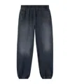 Palm Angels Washed Cotton Wide Trousers For Men In Black