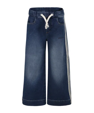 Palm Angels Elastic Waist Jeans In Blue