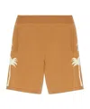 Palm Angels Elastic Waist Shorts In Brown