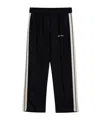 Palm Angels Logo Print Linen Track Pants In Black