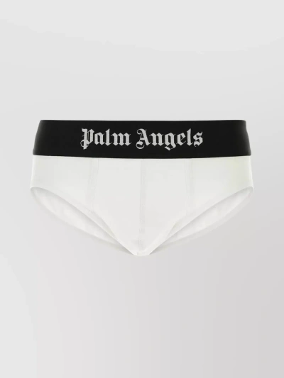 Palm Angels Elastic Waistband Cotton Brief Set In White