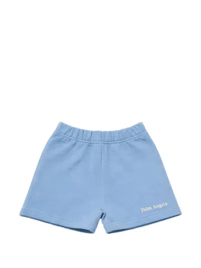 Palm Angels Elasticated-waist Baby Shorts In Blue