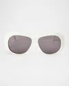Palm Angels Elfin Round Acetate Sunglasses In 0107 White Dark Grey