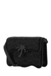 Palm Angels Embellished Suede Palm Beach Crossbody Bag In Blacksilve