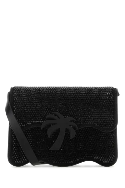 Palm Angels Embellished Suede Palm Beach Crossbody Bag In Black