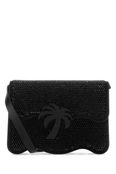 Palm Angels Woman Embellished Suede Palm Beach Crossbody Bag In Black