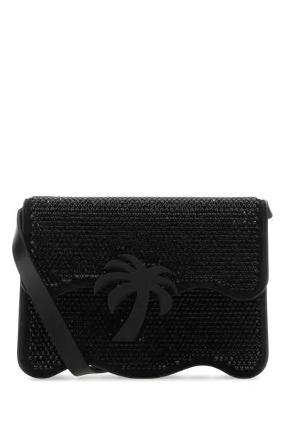 Palm Angels Embellished Suede Palm Beach Crossbody Bag In Black