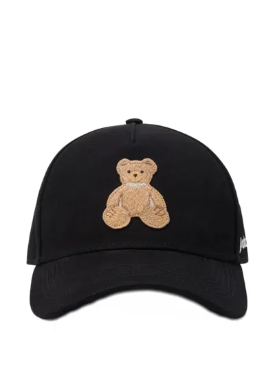 Palm Angels Embroidered-bear Cap In Black