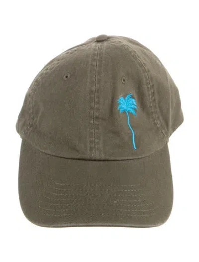 Pre-owned Palm Angels Embroidered Canvas Baseball Cap W/tags In Green