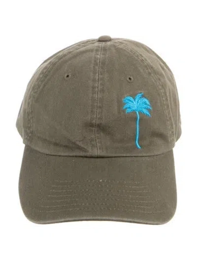 Pre-owned Palm Angels Embroidered Canvas Baseball Cap W/tags In Green
