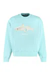 Palm Angels Embroidered Cotton Sweatshirt In Blue