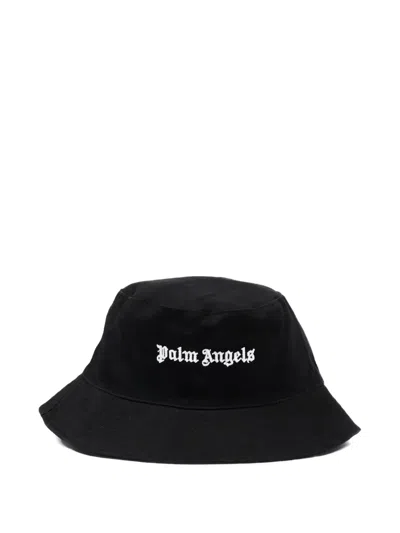 Palm Angels Embroidered-logo Bucket Hat In Black
