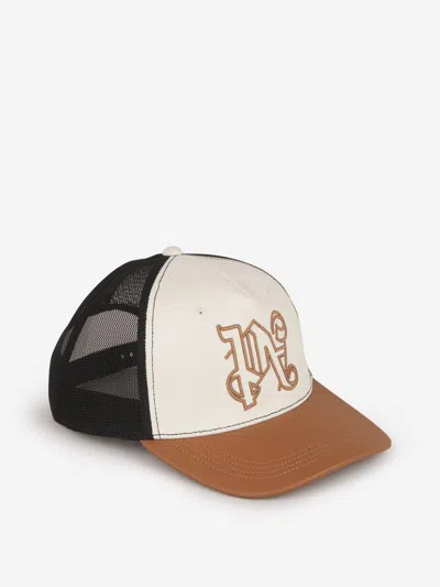 Palm Angels Embroidered Logo Cap In Camel, Black And Beige