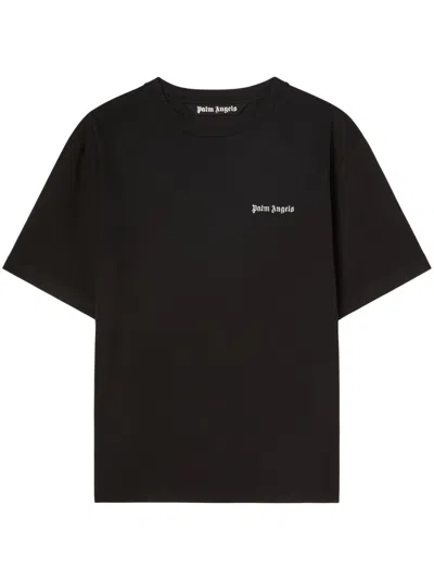 Palm Angels Embroidered-logo Crew-neck T-shirt In Black