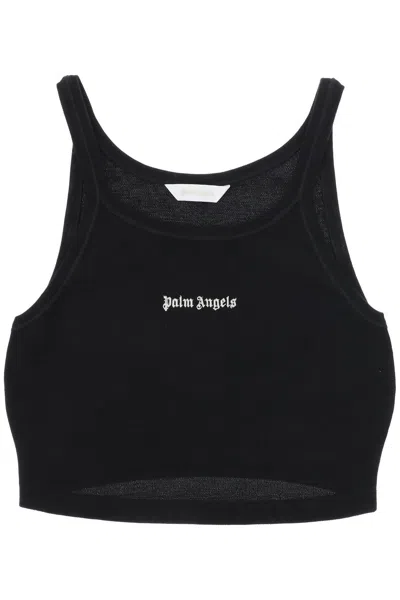 PALM ANGELS PALM ANGELS EMBROIDERED LOGO CROP TOP WITH