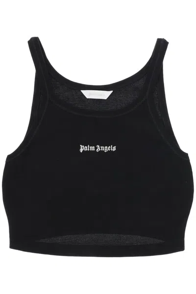 PALM ANGELS PALM ANGELS EMBROIDERED LOGO CROP TOP WITH WOMEN