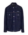 Palm Angels Embroidered-logo Denim Jacket In Black