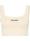Palm Angels Embroidered-logo Knit Tank Top In Neutrals