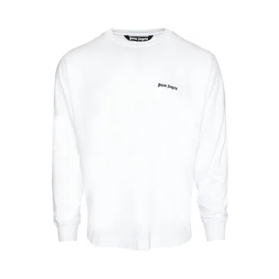 Pre-owned Palm Angels Embroidered Logo Over Long-sleeve Tee 'white/black' | Men's Size Xxs