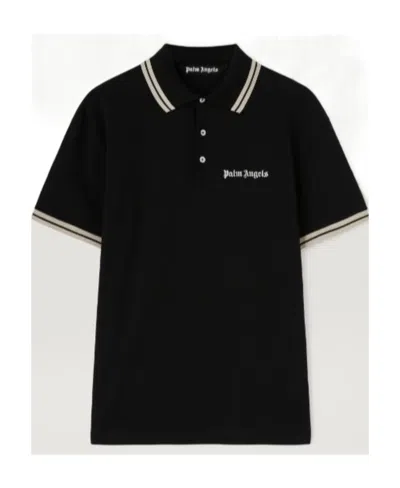 Palm Angels Embroidered-logo Polo Shirt In Black