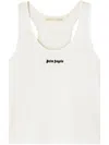 Palm Angels Logo-embroidered Ribbed Tank Top In Black