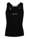 Palm Angels Logo Embroidered Ribbed Tank Top In White