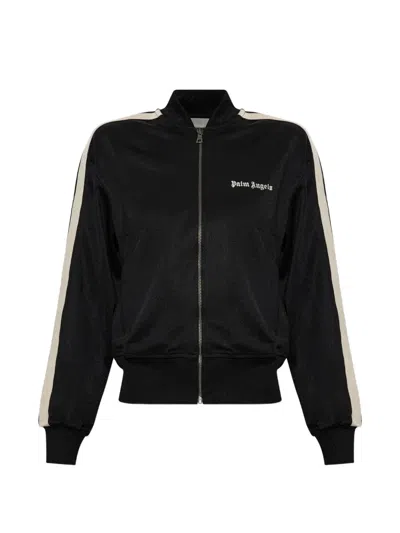 Palm Angels Embroidered Logo Side-stripe Sweatshirt In Black