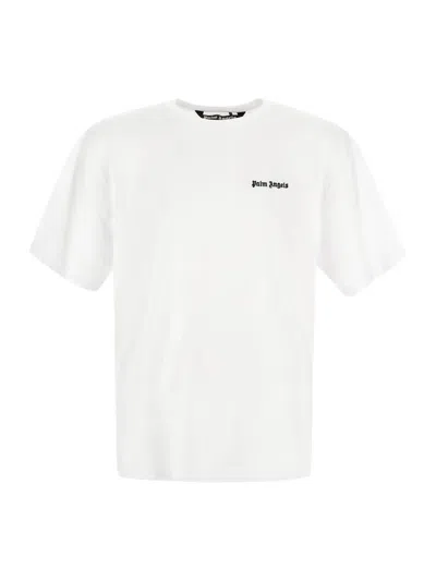 Palm Angels Embroidered-logo Crew-neck T-shirt In White