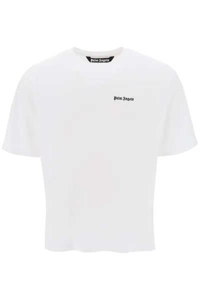 Palm Angels Embroidered-logo Crew-neck T-shirt In White