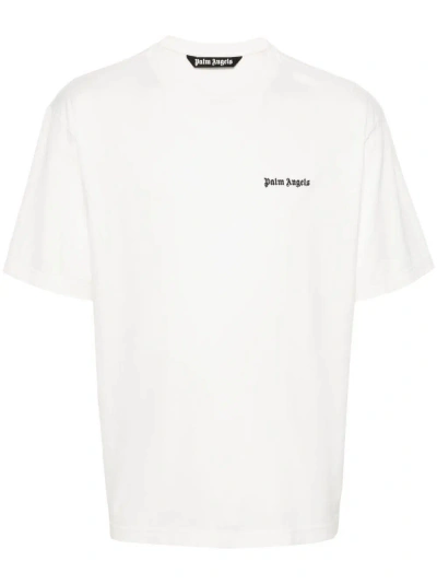 Palm Angels Embroidered-logo Cotton T-shirt In White