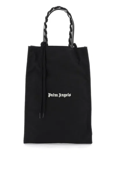 Palm Angels Embroidered Logo Tote Handbag For Men In Black In Burgundy