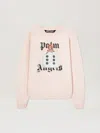 Palm Angels Pin Up Crewneck Sweatshirt In 3c10 Soft Pink - Black