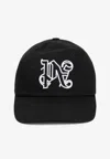 Palm Angels Monogram Embroidered Baseball Cap In Black