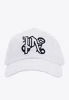 Palm Angels White Baseball Hat With Embroidered Monogram In White