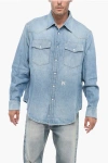 PALM ANGELS EMBROIDERED MONOGRAM DENIM SHIRT